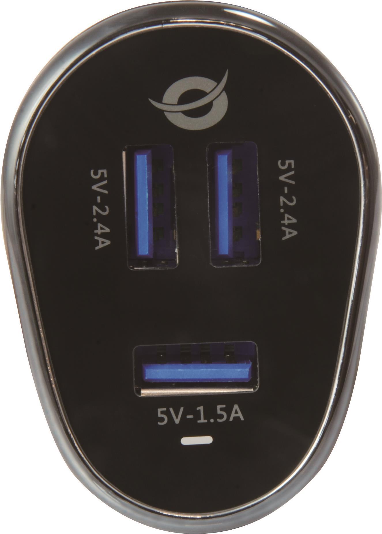 Conceptronic CARDEN - Auto-Netzteil - 31.5 Watt - 6.3 A - 3 Ausgabeanschlussstellen (USB) von Conceptronic