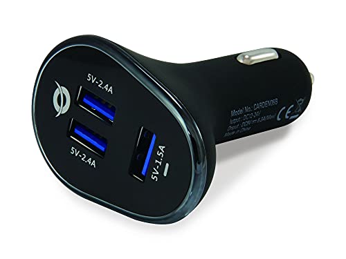 Conceptronic CARDEN06B Car Charger 3-Port 31.5W Zigarettenanzünder USB-Kfz-Handyladegeräte Dreifach USB Auto Ladegerät von Conceptronic