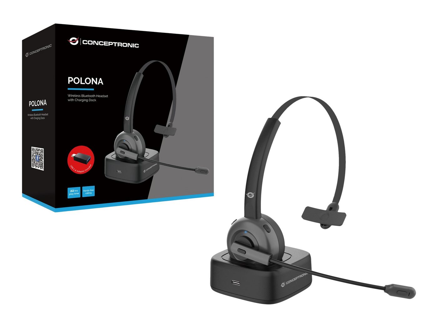 Conceptronic CONCEPTRONIC Headset Wireless Bluetooth mit Ladestation sw Headset Conceptronic CONCEPTRONIC Headset Wireless Bluetooth mit Ladestation sw Headset von Conceptronic