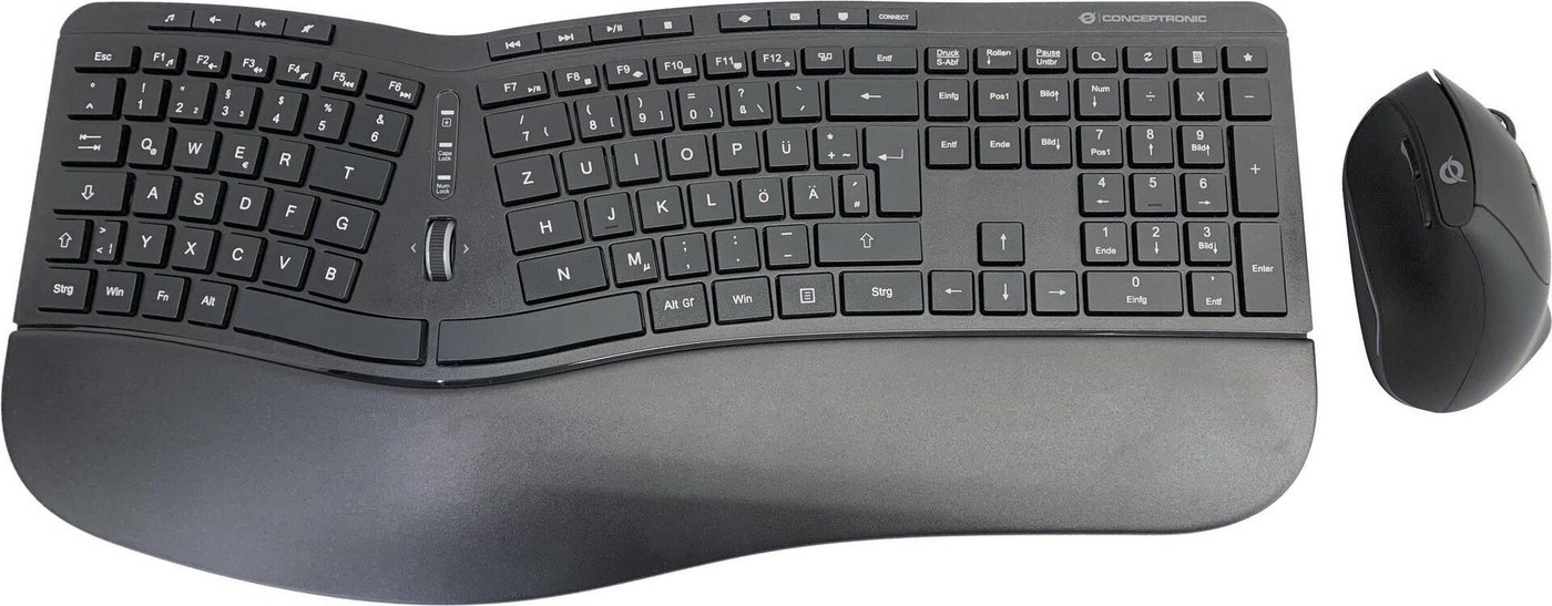 Conceptronic CONCEPTRONIC Wireless Keyboard+Mouse,ergo,Layout deutsch sw Tastatur- und Maus-Set von Conceptronic