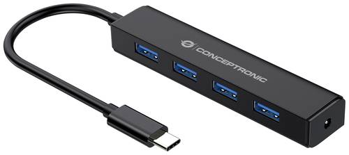 Conceptronic CTC4USB3 4 Port USB-C® (USB 3.2 Gen 2) Multiport Hub Schwarz von Conceptronic