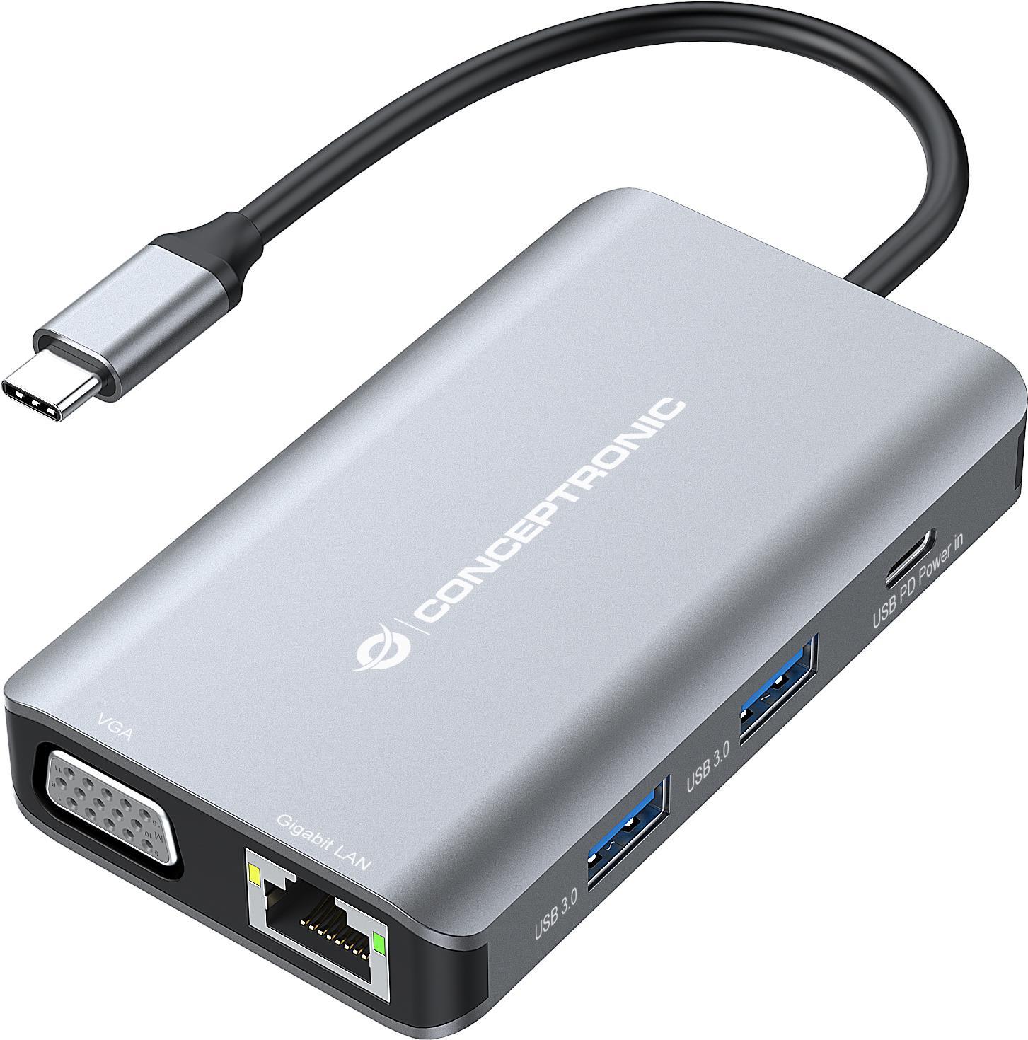 Conceptronic DONN21G Notebook-Dockingstation & Portreplikator Kabelgebunden USB 3.2 Gen 1 (3.1 Gen 1) Type-C Grau (DONN21G) von Conceptronic