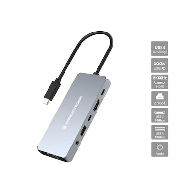 Conceptronic DONN22G 6-in-1 USB4 Dockingstation 40Gbps 8K 60Hz HDMI 2.5GbE von Conceptronic