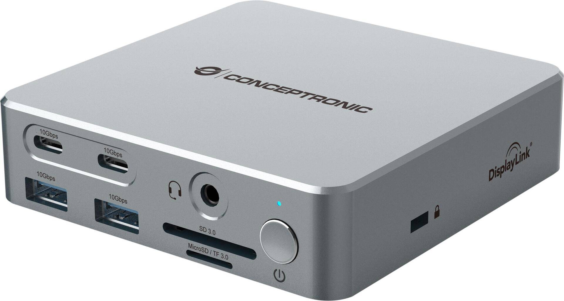 Conceptronic DONN25G 15-in-1 DisplayLink USB 3.2 Gen 2 Dockingstation - 4K60Hz Triple-Display - HDMI x 2 - DisplayPort - USB-C 10 Gbit/s x 2 - USB-A 10 Gbit/s x 2 - USB-A 5 Gbit/s x 2 - SD - TF/MicroSD - GbE - Audio - DC-Eingang - Sicherheitssteckplatz - PD 3,0 (DONN25G) Conceptronic DONN25G 15-in-1 DisplayLink USB 3.2 Gen 2 Dockingstation - 4K60Hz Triple-Display - HDMI x 2 - DisplayPort - USB-C 10 Gbit/s x 2 - USB-A 10 Gbit/s x 2 - USB-A 5 Gbit/s x 2 - SD - TF/MicroSD - GbE - Audio - DC-Eingang - Sicherheitssteckplatz - PD 3,0 (DONN25G) von Conceptronic
