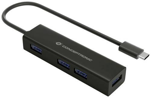 Conceptronic HUBBIES07B 4 Port USB-C® (USB 3.2 Gen 2) Multiport Hub Schwarz von Conceptronic