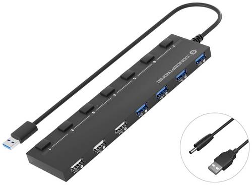 Conceptronic HUBBIES09B 7 Port USB 2.0-Hub Schwarz von Conceptronic