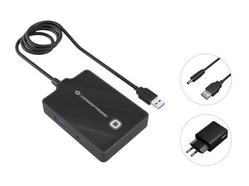 Conceptronic HUBBIES11BP USB 3.1 Gen 1-Hub Schwarz von Conceptronic