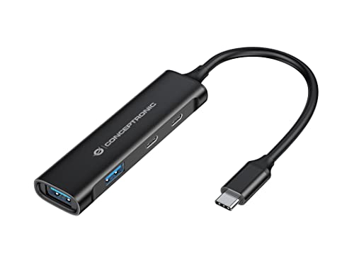 Conceptronic HUBBIES12B 4-Port USB 3.2 Gen 1 Hub, USB-C x 2, USB-A x 2, Aluminiumgehäuse von Conceptronic