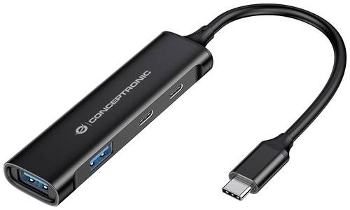 Conceptronic HUBBIES12B 4 Port USB-C® (USB 3.2 Gen 2) Multiport Hub Schwarz von Conceptronic