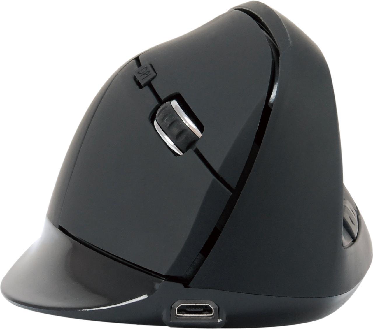 Conceptronic LORCAN03B ERGO - Vertikale Maus - ergonomisch - Für Rechtshänder - optisch - 6 Tasten - kabellos - Bluetooth 5.2 - Schwarz von Conceptronic