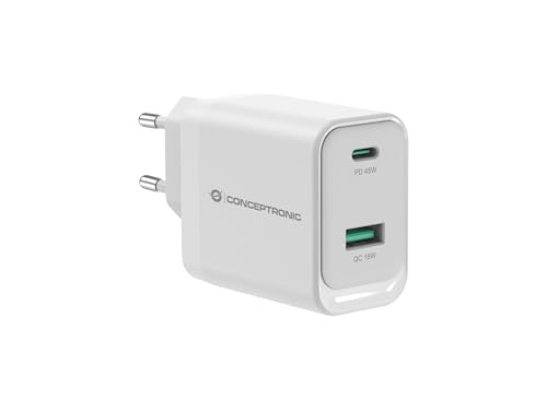 Conceptronic Ladegerät 2Port 45W,1xUSB-C,1xUSB-A weiß Conceptronic Ladegerät 2Port 45W,1xUSB-C,1xUSB-A weiß von Conceptronic