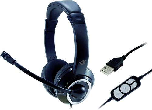 Conceptronic POLONA 01B Telefon Over Ear Headset kabelgebunden Stereo Schwarz Fernbedienung, Lautst� von Conceptronic
