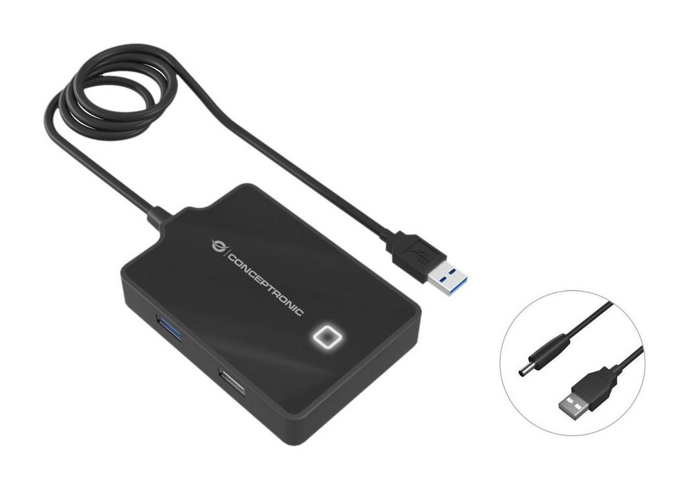 Conceptronic USB-Verteiler CONCEPTRONIC USB-Hub 4-Port 3.0 ->1x3.0 3x2.0 o.Netzteil sw von Conceptronic