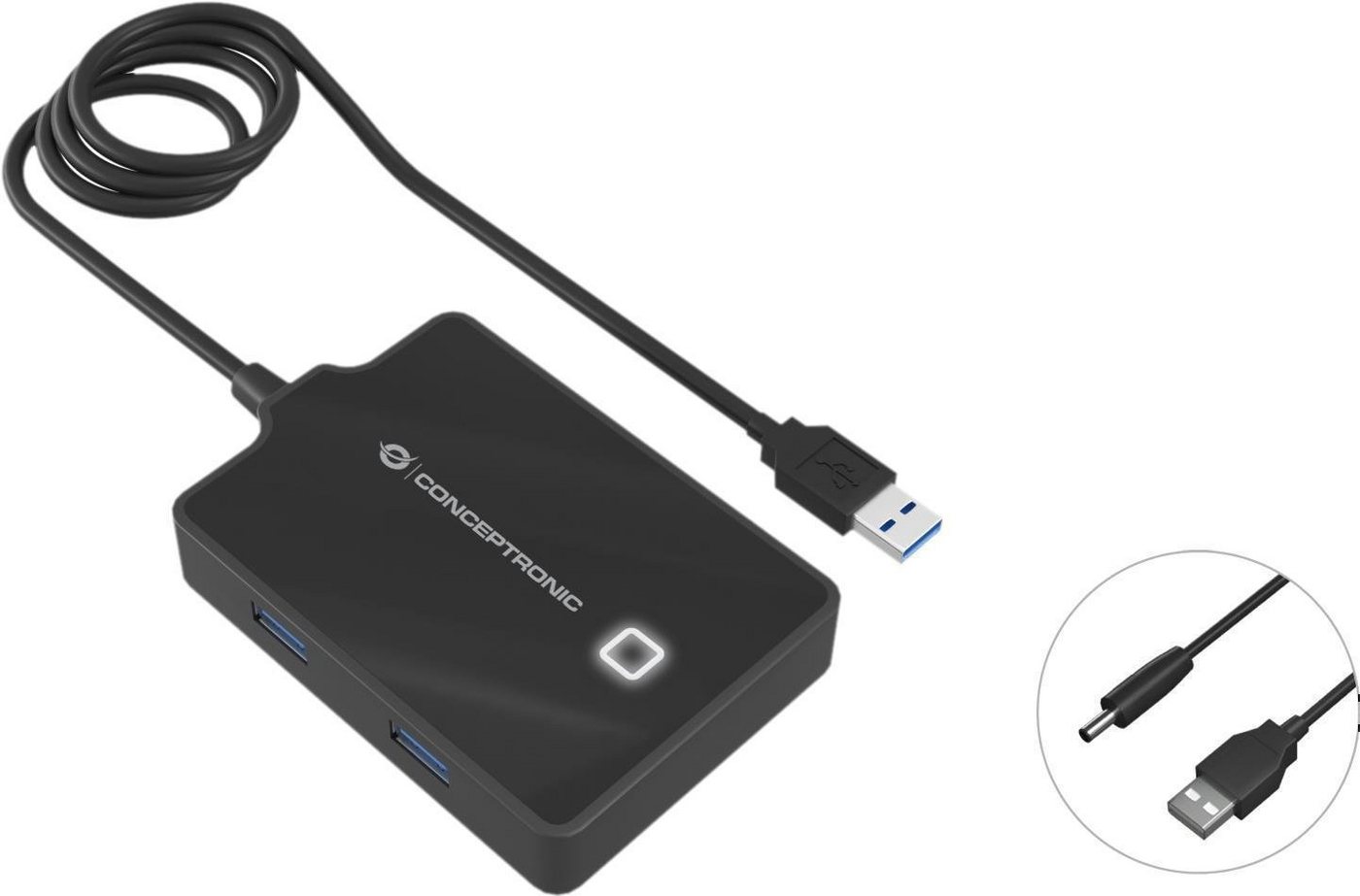 Conceptronic USB-Verteiler CONCEPTRONIC USB-Hub 4-Port 3.0 ->4x3.0 o.Netzteil sw von Conceptronic