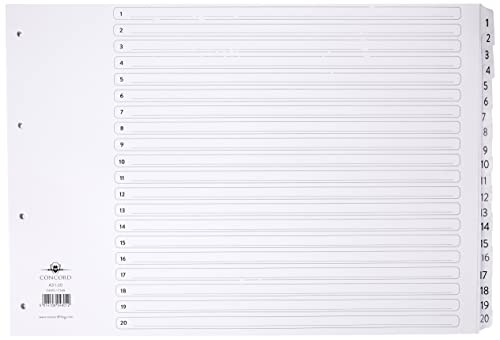 Concord 04801/CS48 Classic Register 1-20, mit Mylar-Verstärkung und 4-fach Lochung, A3, Weiß Concord 04801/CS48 Classic Register 1-20, mit Mylar-Verstärkung und 4-fach Lochung, A3, Weiß von Concord