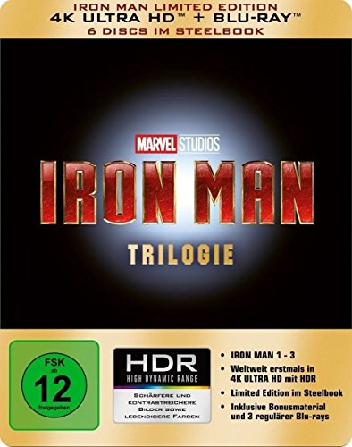 Iron Man - Trilogie - Steelbook (4K Ultra HD) [Blu-ray] von Concorde Video