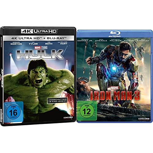 Der unglaubliche Hulk (4K Ultra-HD) (+ Blu-ray) (ungeschnittene Kinoversion) & Iron Man 3 [Blu-ray] von Concorde