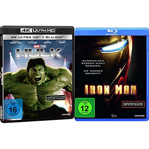 Der unglaubliche Hulk (4K Ultra-HD) (+ Blu-ray) (ungeschnittene Kinoversion) & Iron Man [Blu-ray] von Concorde