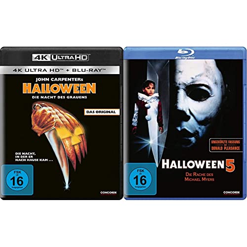 Halloween - Die Nacht des Grauens (4K Ultra-HD) (+ Blu-ray 2D) & Halloween 5 - Die Rache des Michael Myers - Ungekürzte Fassung [Blu-ray] von Concorde