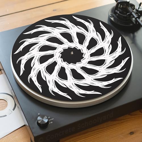 Geometrisch Gotik Muster Slipmat für Plattenspieler | Weich Hochwertiger Filz Turntable Matte | Schwarz & Weiß Spirale Plattentellerauflage Produziert in Berlin | Concrete Schoolyard (Verfluchte Äste) von Concrete Schoolyard