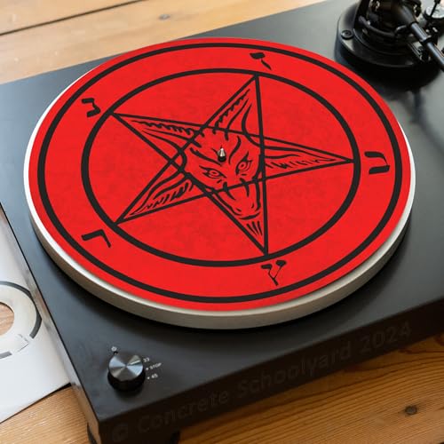Heavy Metal Pentagramm für Plattenspieler | Weich Hochwertiger Filz Turntable Matte | Baphomet 666 Thrash Punk Rock Schwarzer Vogel Plattentellerauflage | Produziert in Berlin von Concrete Schoolyard von Concrete Schoolyard