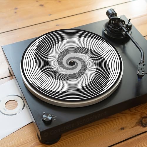 Trippy Optische Illusion Slipmat für Plattenspieler | Weich Hochwertiger Filz Turntable Matte | Psychedelisch Schwarz & Weiß Plattentellerauflage | Produziert in Berlin von Concrete Schoolyard von Concrete Schoolyard