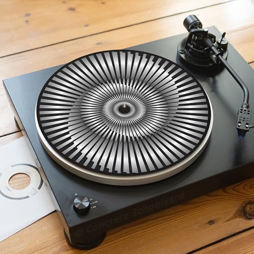 Trippy Optische Illusion Slipmat für Plattenspieler | Weich Hochwertiger Filz Turntable Matte | Psychedelisch Schwarz & Weiß Plattentellerauflage | Produziert in Berlin von Concrete Schoolyard von Concrete Schoolyard