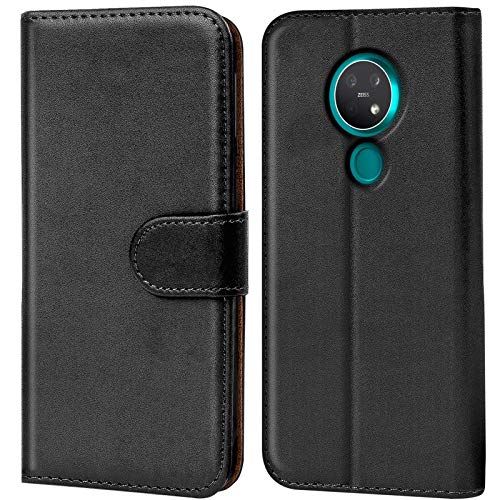 Conie® Handy Hülle für Nokia 7.2 Etui, Premium Booklet Cover Flip Schutzhülle für Nokia 7.2 Tasche, Schwarz von Conie