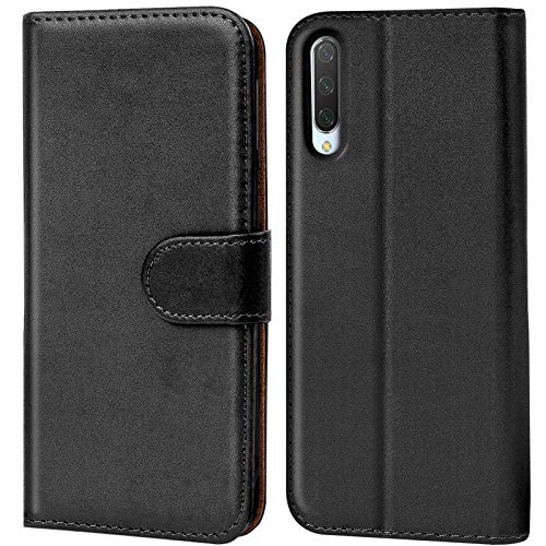 Conie® Handy Hülle für Xiaomi Mi 9 Lite Etui, Premium Booklet Cover Flip Schutzhülle für Xiaomi Mi 9 Lite Tasche, Schwarz von Conie