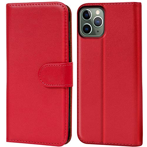 Conie® Handy Hülle für iPhone 11 Pro Max Etui, Premium Booklet Cover Flip Schutzhülle für iPhone 11 Pro Max Tasche, Rot von Conie