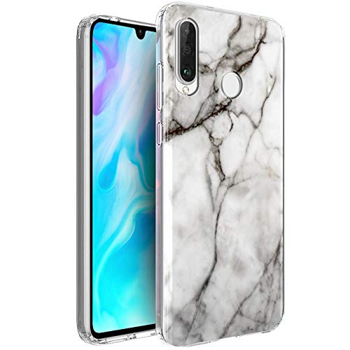 Conie® Handyhülle Rück Schale für Huawei P30 Lite, Ultra Slim TPU Hülle aus Silikon mit Bilder Motiv, Kanten Display Kamera Schutz, Motiv Klassisch Marmor Design von Conie