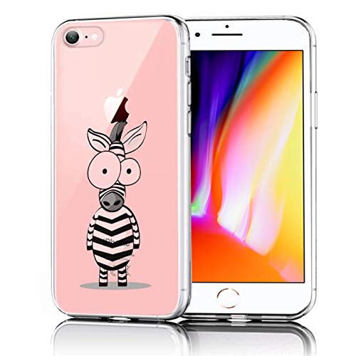 Conie® Handyhülle Rück Schale für iPhone 7/8, Ultra Slim TPU Hülle aus Silikon mit Bilder Motiv, Kanten Display Kamera Schutz, Motiv Zebra Design von Conie