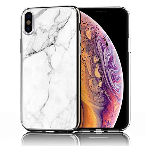 Conie® Handyhülle Rück Schale für iPhone X/XS, Ultra Slim TPU Hülle aus Silikon mit Bilder Motiv, Kanten Display Kamera Schutz, Motiv Klassisch Marmor Design von Conie