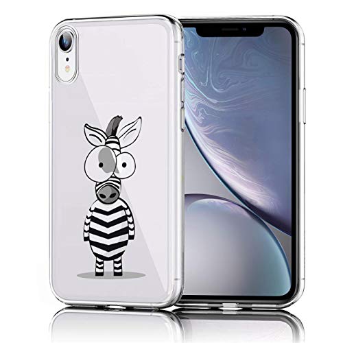 Conie® Handyhülle Rück Schale für iPhone XR, Ultra Slim TPU Hülle aus Silikon mit Bilder Motiv, Kanten Display Kamera Schutz, Motiv Zebra Design von Conie