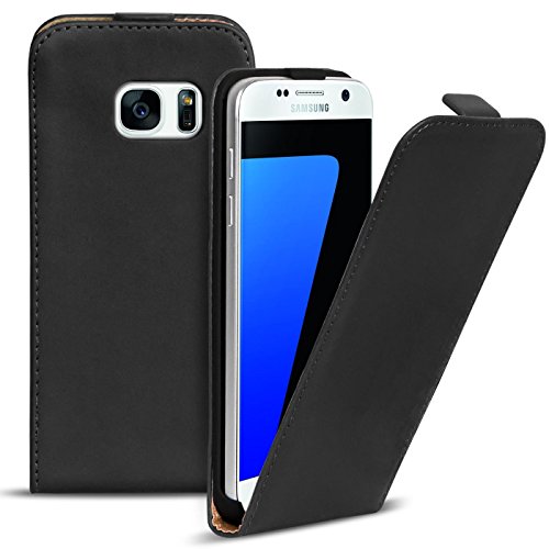 Conie BF35167 Basic Flip Kompatibel mit Samsung Galaxy S7 Edge, PU Leder Hülle Cover Klapphülle für Galaxy S7 Edge Tasche Schwarz von Conie