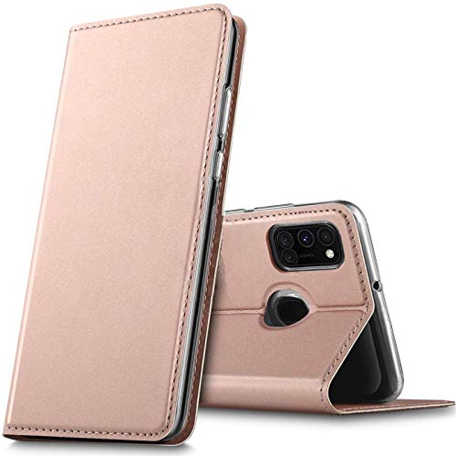 Conie Bookstyle Handyhülle Samsung Galaxy A21s, Booklet Cover Etui mit Kartenfächer klappbare Handytasche, Flip Case Samsung Galaxy A21s Hülle Rosegold von Conie