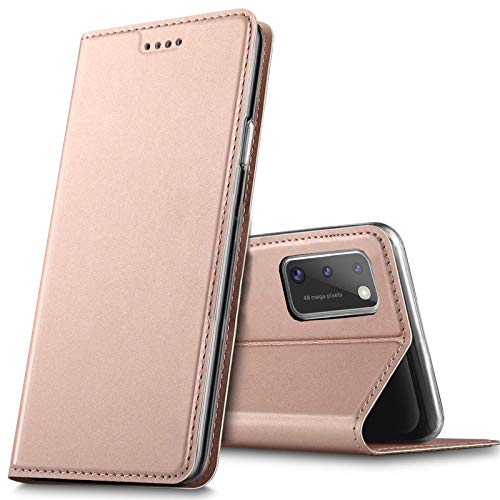 Conie Bookstyle Handyhülle Samsung Galaxy A41, Booklet Cover Etui mit Kartenfächer klappbare Handytasche, Flip Case Samsung Galaxy A41 Hülle Rosegold von Conie