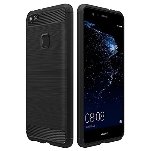 Conie CB10667 Carbon Brush Kompatibel mit Huawei P10 Lite, Handy Case Bush Look Shock Resistent TPU Cover für P10 Lite Handyhülle Brushed Black von Conie