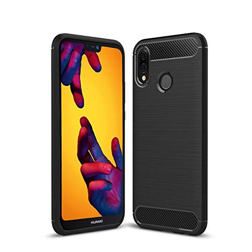 Conie CB11067 Carbon Brush Kompatibel mit Huawei P20 Lite, Handy Case Bush Look Shock Resistent TPU Cover für P20 Lite Handyhülle Brushed Black von Conie