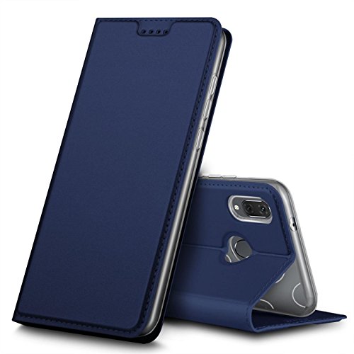 Conie EF11012 Electroplated Flip Case Kompatibel mit Huawei P20 Lite, PU Leder Hülle Flip Wallet Cover Kartenfächer Standfunktion Magnetisch für P20 Lite Etui Dunkelblau von Conie