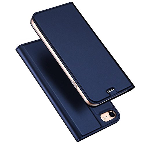 Conie EF1812 Electroplated Flip Case Kompatibel mit iPhone 7/8, PU Leder Hülle Flip Wallet Cover Kartenfächer Standfunktion Magnetisch für iPhone 7 iPhone 8 Etui Dunkelblau von Conie