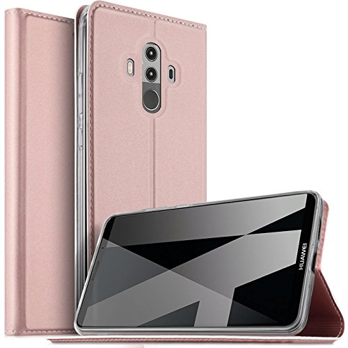 Conie EF8965 Electroplated Flip Case Kompatibel mit Huawei Mate 10 Pro, PU Leder Hülle Flip Wallet Cover Kartenfächer Standfunktion Magnetisch für Mate 10 Pro Etui Rosegold von Conie