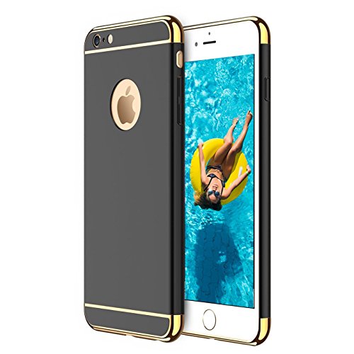 Conie GT1667 Golden Touch Kompatibel mit iPhone 6 / 6S, Soft Flex Case Ultradünn Handyhüllen PC Bumper [2-Farbig] Hülle für iPhone 6S iPhone 6 Case Schwarz Gold von Conie