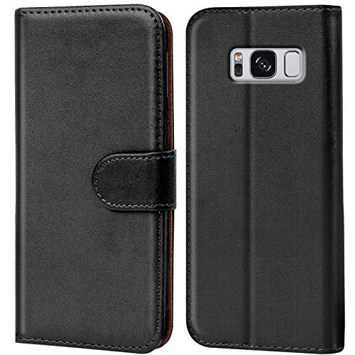 Conie Handyhülle für Samsung Galaxy S8 Hülle, Premium PU Leder Flip Case Booklet Cover Weiches Innenfutter für Galaxy S8 Tasche, Schwarz von Conie