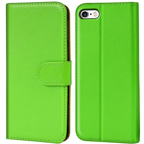 Conie Handyhülle für iPhone 5 / 5S / SE Hülle, Premium PU Leder Flip Case Booklet Cover Weiches Innenfutter für iPhone 5 / 5S / SE Tasche, Grün von Conie