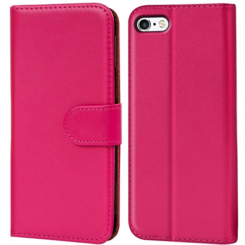 Conie Handyhülle für iPhone 5 / 5S / SE Hülle, Premium PU Leder Flip Case Booklet Cover Weiches Innenfutter für iPhone 5 / 5S / SE Tasche, Pink von Conie