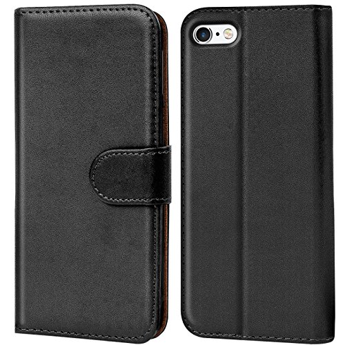 Conie Handyhülle für iPhone 6 Plus / 6S Plus Hülle, Premium PU Leder Flip Case Booklet Cover Weiches Innenfutter für iPhone 6 Plus / 6S Plus Tasche, Schwarz von Conie