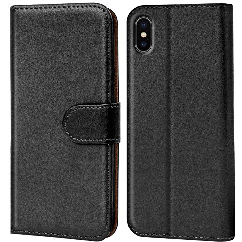 Conie Handyhülle für iPhone X/XS Hülle, Premium PU Leder Flip Case Booklet Cover Weiches Innenfutter für iPhone X/XS Tasche, Schwarz Conie Handyhülle für iPhone X/XS Hülle, Premium PU Leder Flip Case Booklet Cover Weiches Innenfutter für iPhone X/XS Tasche, Schwarz von Conie