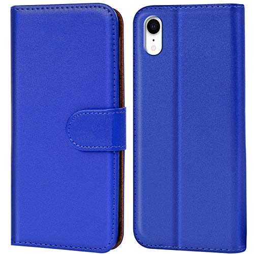 Conie Handyhülle für iPhone XR Hülle, Premium PU Leder Flip Case Booklet Cover Weiches Innenfutter für iPhone XR Tasche, Blau von Conie