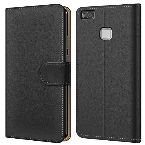 Conie Handytasche für Huawei P9 Lite Cover Schutzhülle im Bookstyle aufklappbare Hülle aus PU Leder Farbe: Schwarz von Conie